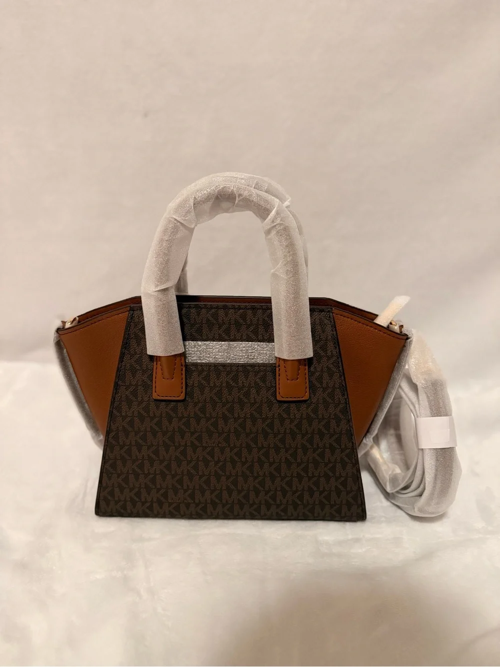 Michael Kors Avril Small Logo Top-Zip Satchel Brown